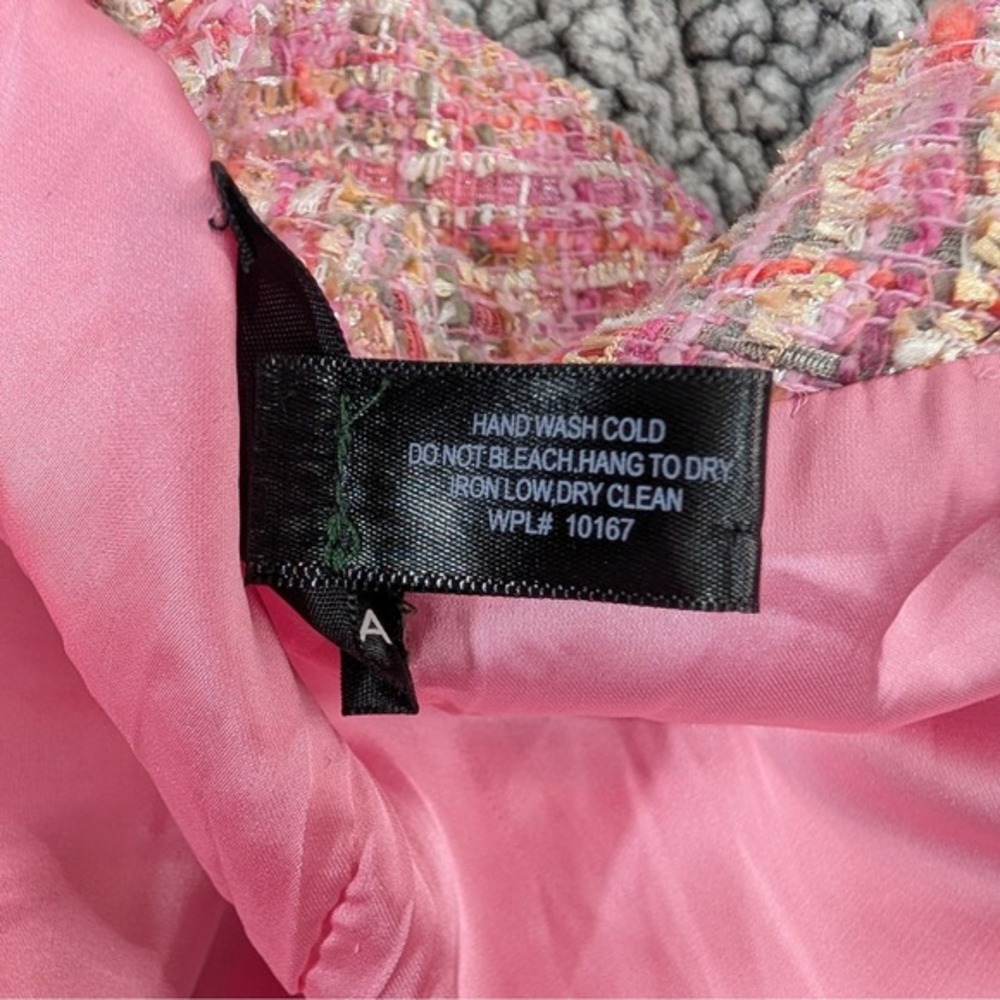 Aqua Pink Gold Tweed Double Breasted Blazer Jacket Size XS - Picture 9 of 16